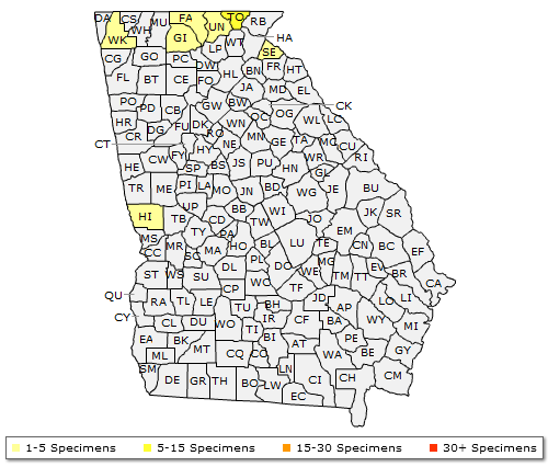 The range of Cladrastis kentukea